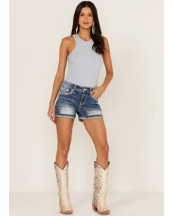 Miss Me Women's Pearl Rhinestone & Embroidered Pocket Denim Jean Shorts -Velora Studio Shop 2000364474 400 P3