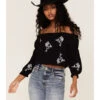 Shyanne Women's Floral Embroidered Off-Shoulder Crop Top