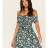 Shyanne Women's Floral Print Smocked Off Shoulder Dress 