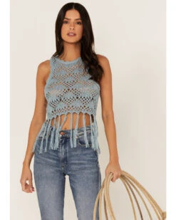 Shyanne Women's Yarn Crochet Fringe Trim Tank