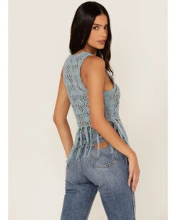 Shyanne Women's Yarn Crochet Fringe Trim Tank -Velora Studio Shop 2000364791 450 P4