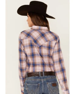 Wrangler Women's Plaid Print Long Sleeve Snap Western Shirt -Velora Studio Shop 2000365311 500 P4