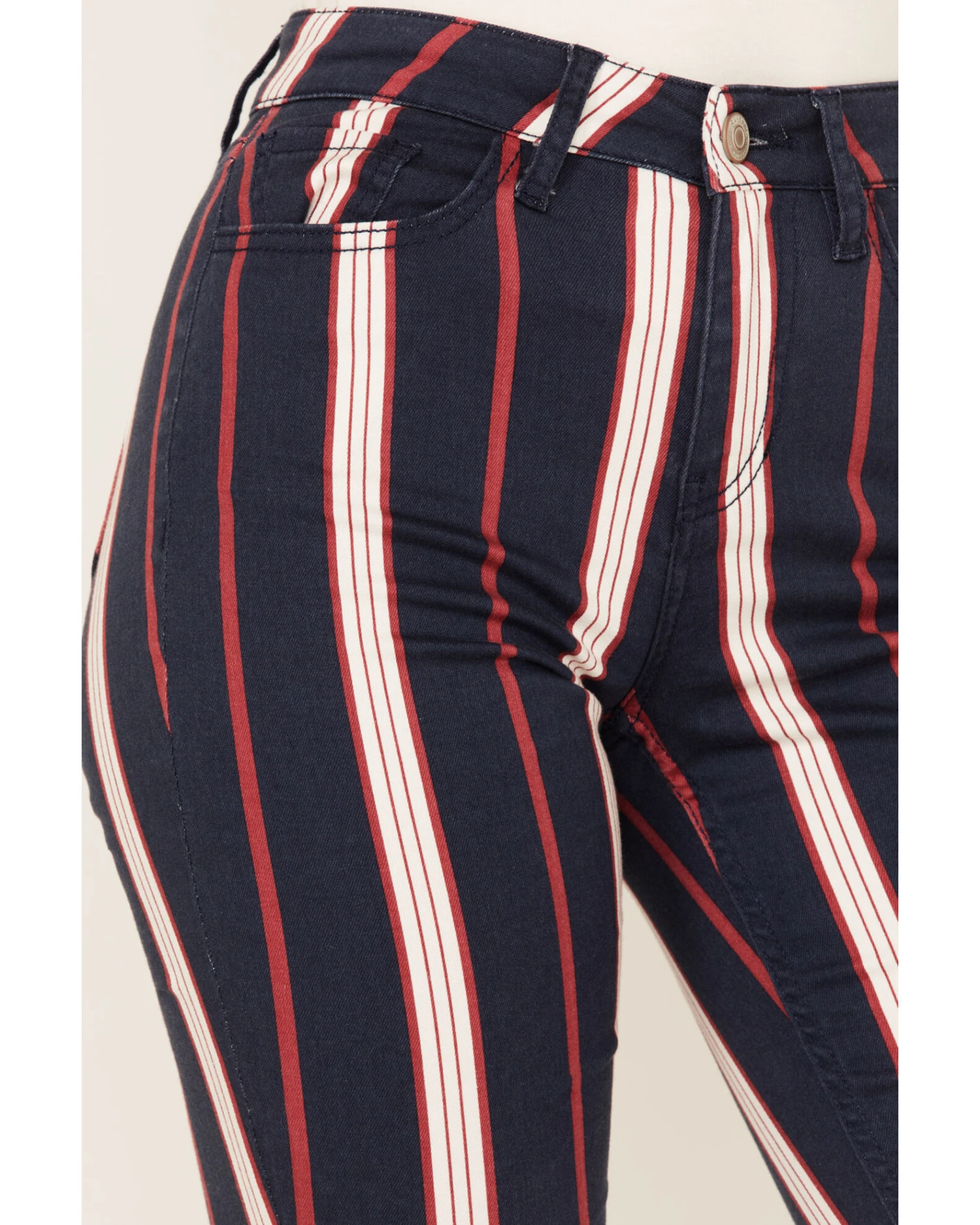 Shyanne Women's High Rise Stripe Super Flare Jeans 2 Shyanne Women's High Rise Stripe Super Flare Jeans - Image 2