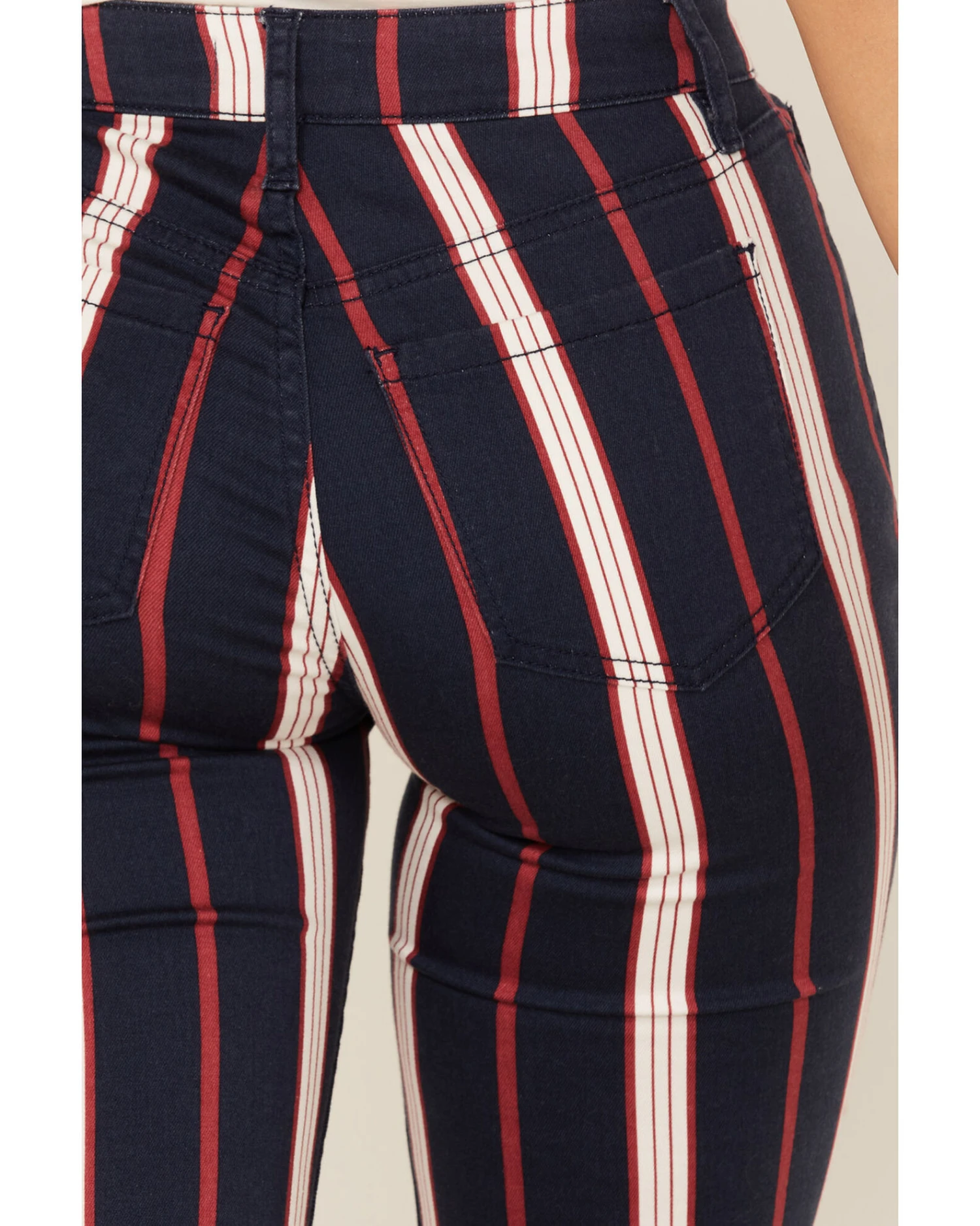 Shyanne Women's High Rise Stripe Super Flare Jeans 4 Shyanne Women's High Rise Stripe Super Flare Jeans - Image 4