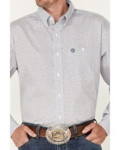 George Strait By Wrangler Men's Long Sleeve Button Down One Pocket Print Western Shirt -Velora Studio Shop 2000365949 600 P3