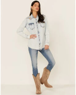 RRR Women's Southwestern Yokes Denim Shirt -Velora Studio Shop 2000366375 400 P4