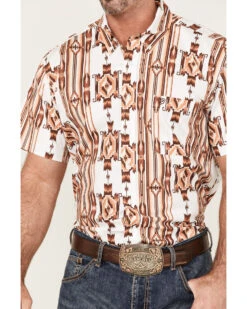 Rock & Roll Denim Men's Vertical Southwestern Stripe Short Sleeve Button Down Western Shirt  -Velora Studio Shop 2000367865 101 P3