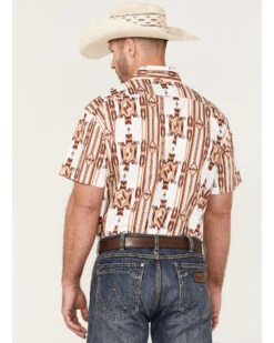 Rock & Roll Denim Men's Vertical Southwestern Stripe Short Sleeve Button Down Western Shirt  -Velora Studio Shop 2000367865 101 P4