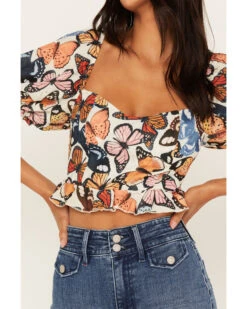 Show Me Your Mumu Women's Lila Butterfly Print Crop Top -Velora Studio Shop 2000368248 900 P2