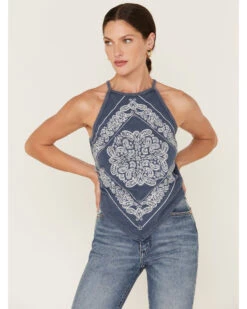 Rock & Roll Denim Women's Bandana Print Tank Top