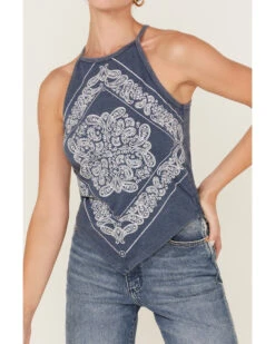 Rock & Roll Denim Women's Bandana Print Tank Top -Velora Studio Shop 2000368513 410 P3