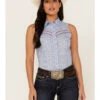 Rock & Roll Denim Women's Tile Print Sleeveless Snap Western Core Shirt