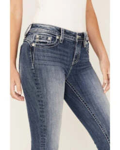 Miss Me Women's Medium Wash Mid Rise Americana Wing Cross Rhinestone Bootcut Jeans -Velora Studio Shop 2000369012 414 P4