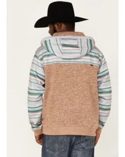 Hooey Men's Jimmy Multi-Colored Stripe 1/4 Button Hooded Pullover Sweatshirt -Velora Studio Shop 2000370561 280 P4