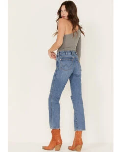 Wrangler Women's Wild West 603 Light Wash Patty High Rise Distressed Cropped Straight Jeans -Velora Studio Shop 2000371280 400 P3