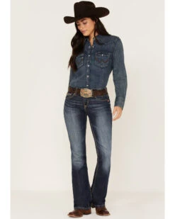 Ariat Women's R.E.A.L. Vicky Medium Wash Mid Rise Embroidered Bootcut Jeans