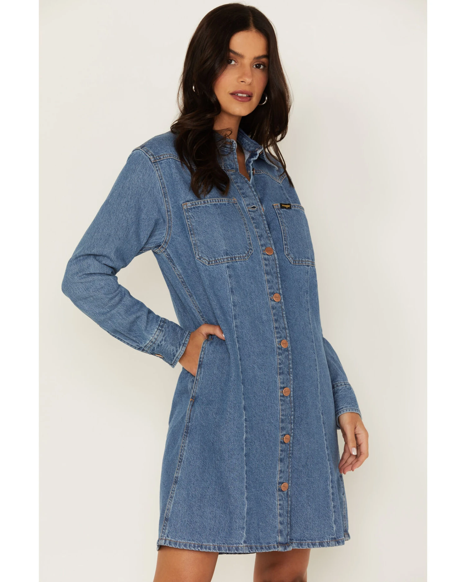 Wrangler Women's Denim Long Sleeve Western Dress 2 Wrangler Women's Denim Long Sleeve Western Dress - Image 2