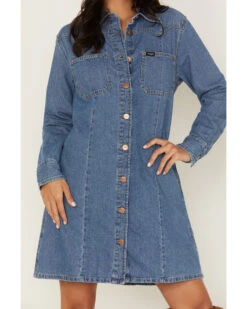 Wrangler Women's Denim Long Sleeve Western Dress 6 Wrangler Women's Denim Long Sleeve Western Dress -Velora Studio Shop 2000372611 400 P3