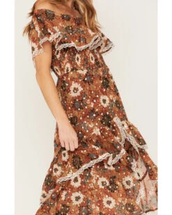 Shyanne Women's Floral Print Off-Shoulder Ruffle Maxi Dress 6 Shyanne Women's Floral Print Off-Shoulder Ruffle Maxi Dress -Velora Studio Shop 2000372967 203 P3