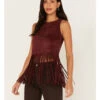 Shyanne Women's Faux Suede Fringe Tank Top 