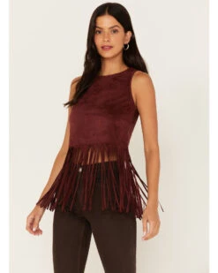 Shyanne Women's Faux Suede Fringe Tank Top 