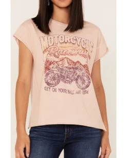 Cleo + Wolf Women's Motorcycle Raceway Vintage Graphic Tee -Velora Studio Shop 2000373301 840 P3