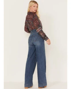 Shyanne Women's Medium Wash High Rise Belted Trouser Wide Jeans -Velora Studio Shop 2000373379 414 P3