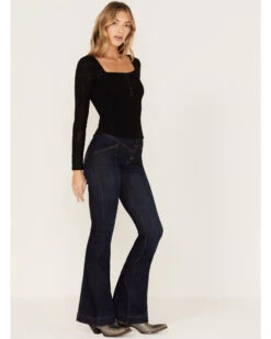 Idyllwind Women's Hillsboro Dark Wash High Rise Seamed Outlaw Flare Jeans