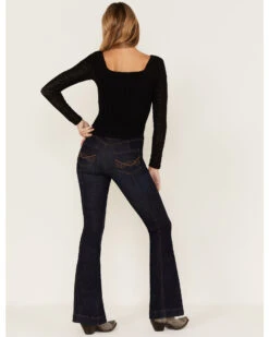 Idyllwind Women's Hillsboro Dark Wash High Rise Seamed Outlaw Flare Jeans -Velora Studio Shop 2000373409 417 P3