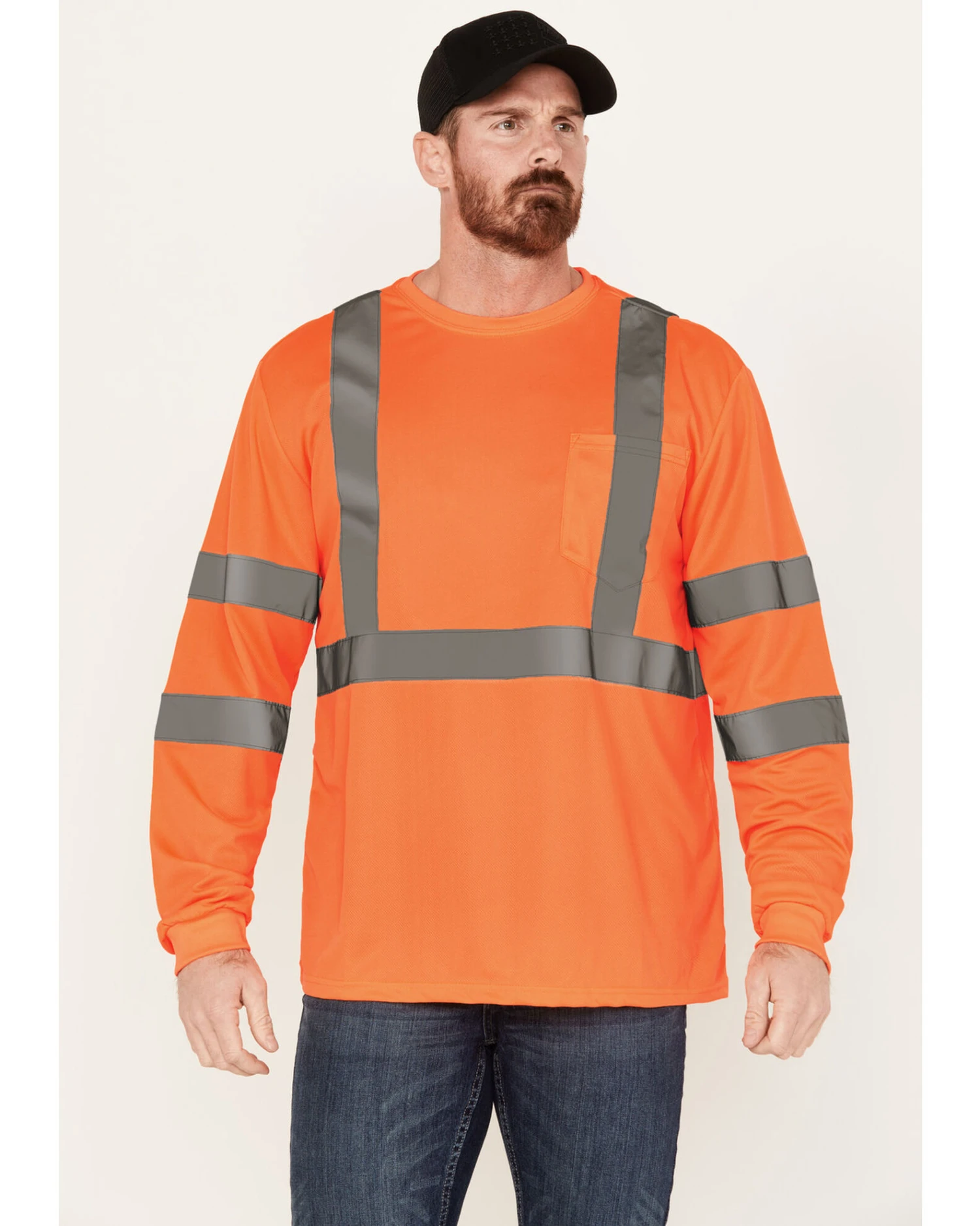Hawx Men's Solid Enhanced Hi-Vis Long Sleeve Pocket Work T-Shirt - Big 1 Hawx Men's Solid Enhanced Hi-Vis Long Sleeve Pocket Work T-Shirt - Big
