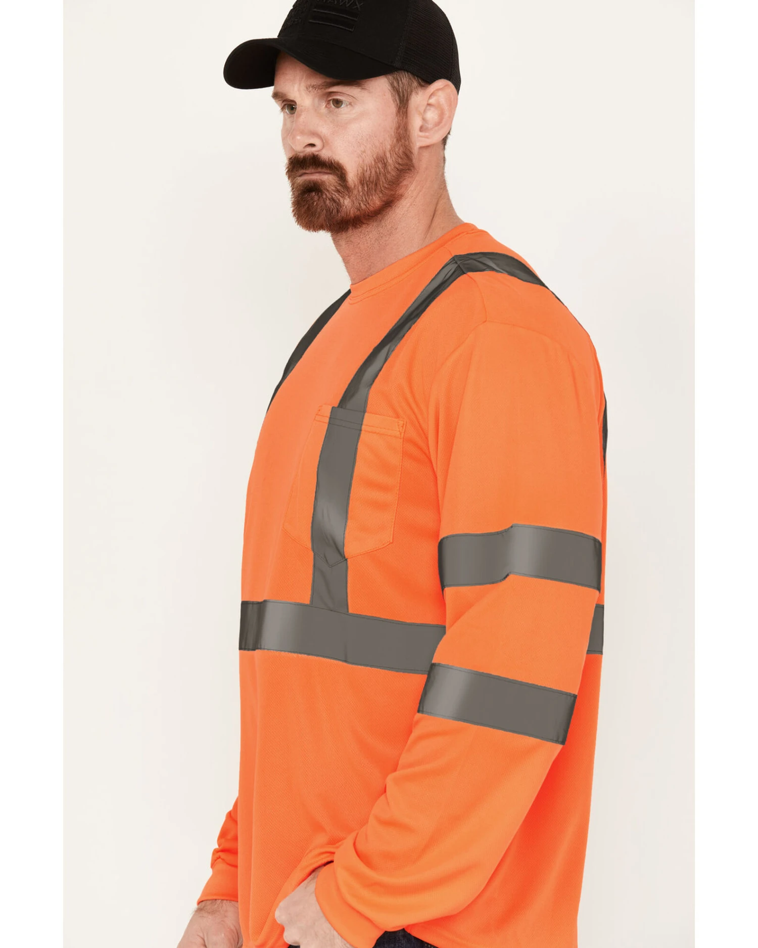 Hawx Men's Solid Enhanced Hi-Vis Long Sleeve Pocket Work T-Shirt - Big 2 Hawx Men's Solid Enhanced Hi-Vis Long Sleeve Pocket Work T-Shirt - Big - Image 2