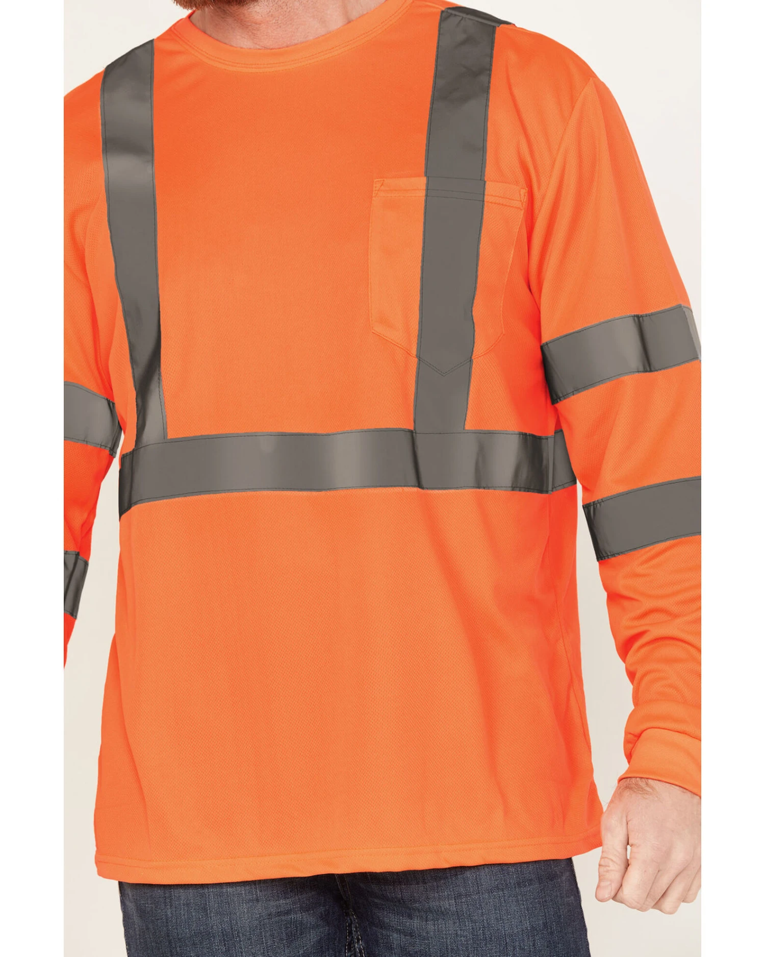 Hawx Men's Solid Enhanced Hi-Vis Long Sleeve Pocket Work T-Shirt - Big 3 Hawx Men's Solid Enhanced Hi-Vis Long Sleeve Pocket Work T-Shirt - Big - Image 3