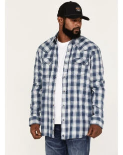 Moonshine Spirit Men's Propane Plaid Print Snap Western Flannel Shirt 
