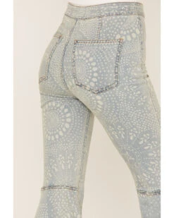 Free People Women's Light Wash High Rise Geo Print Just Float On Flare Jeans -Velora Studio Shop 2000374737 412 P4