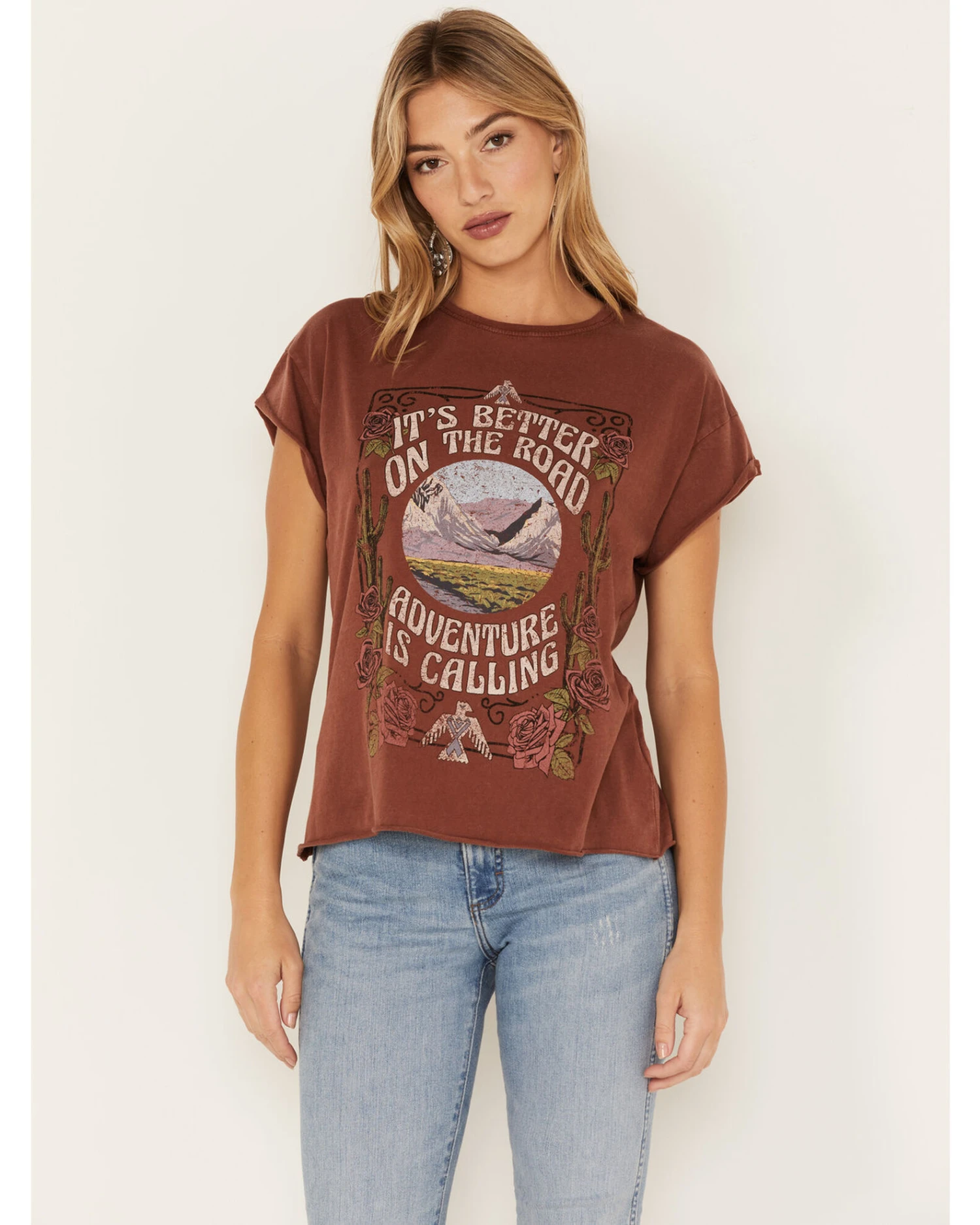 Cleo + Wolf Women's Adventure Calling Graphic Tee 1 Cleo + Wolf Women's Adventure Calling Graphic Tee