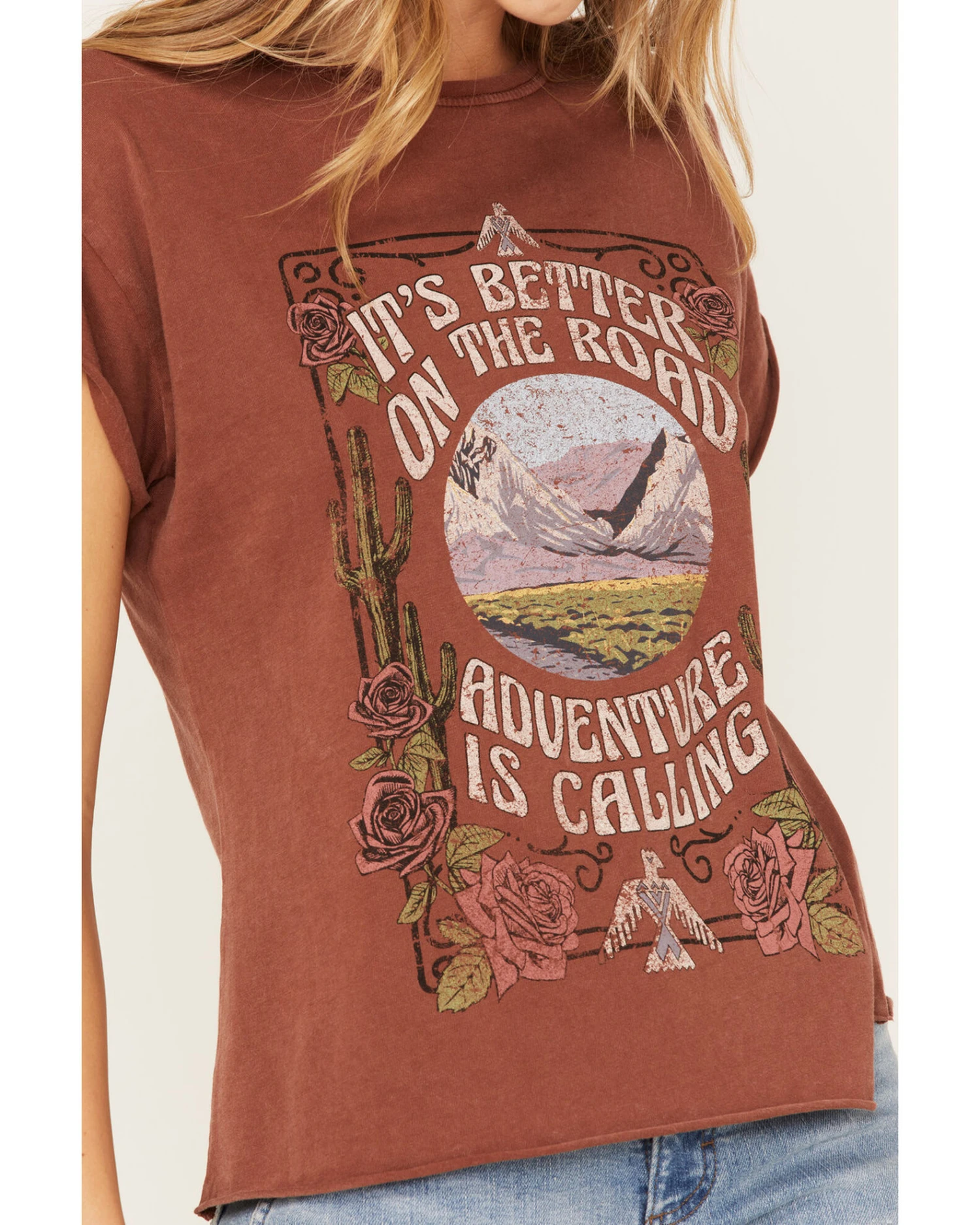 Cleo + Wolf Women's Adventure Calling Graphic Tee 3 Cleo + Wolf Women's Adventure Calling Graphic Tee - Image 3