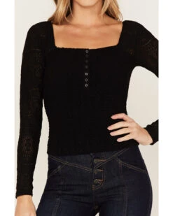 Idyllwind Women's Smocked Lace Long Sleeve Top -Velora Studio Shop 2000375286 001 P3