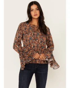 Idyllwind Women's Rouge Paisley Print Lace-Up Top