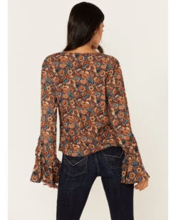 Idyllwind Women's Rouge Paisley Print Lace-Up Top -Velora Studio Shop 2000375297 401 P3