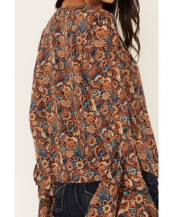 Idyllwind Women's Rouge Paisley Print Lace-Up Top -Velora Studio Shop 2000375297 401 P4