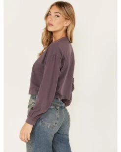 Cleo + Wolf Women's Boxy Boyfriend Long Sleeve Henley Shirt -Velora Studio Shop 2000375737 560 P4