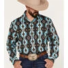 Rock & Roll Denim Men's Southwestern Print Stretch Long Sleeve Button Down Shirt
