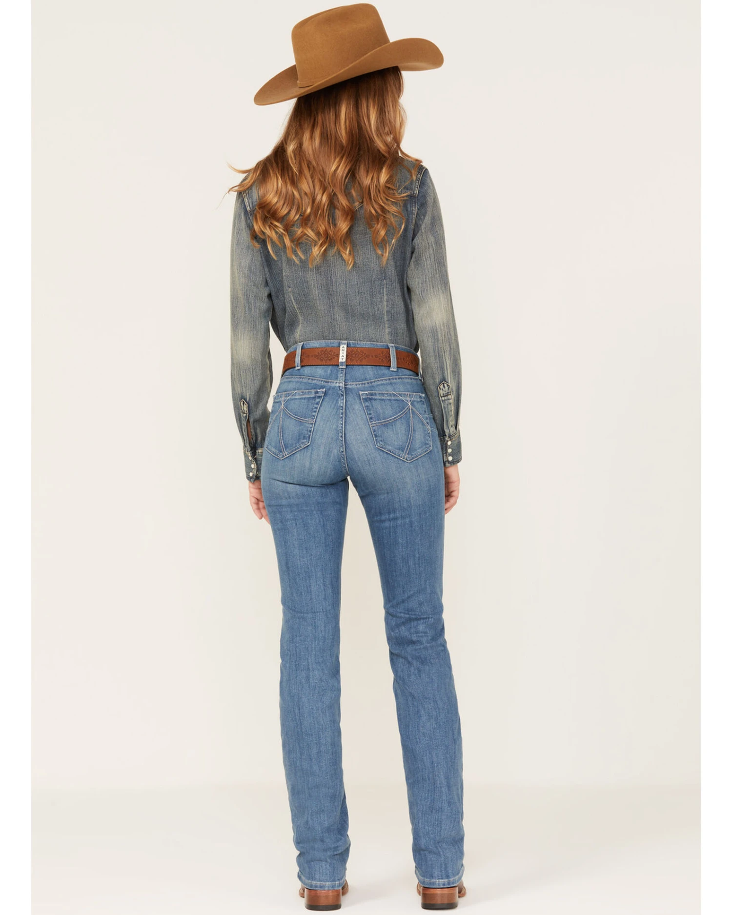 Ariat Women's R.E.A.L. Medium Wash High Rise Eloise Stretch Straight Jeans 1 Ariat Women's R.E.A.L. Medium Wash High Rise Eloise Stretch Straight Jeans