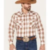 Ely Walker Men's Plaid Print Long Sleeve Pearl Snap Western Shirt 