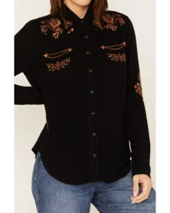 Stetson Women's Floral Embroidered Long Sleeve Snap Western Shirt -Velora Studio Shop 2000378241 001 P3