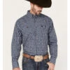 George Strait By Wrangler Plaid Print Long Sleeve Button Down Western Shirt - Big & Tall