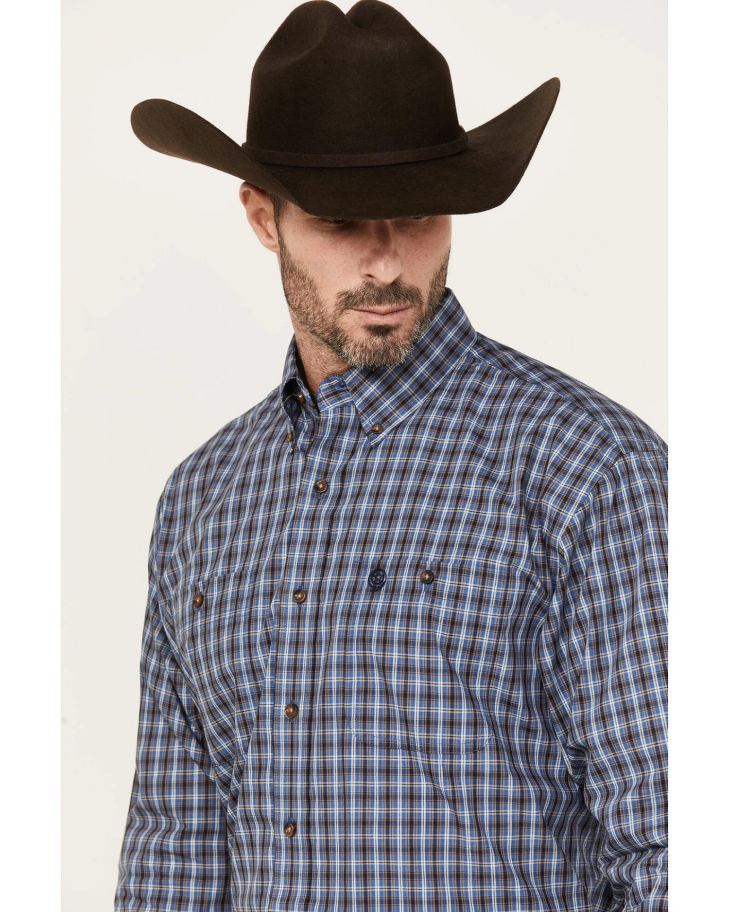 George Strait By Wrangler Plaid Print Long Sleeve Button Down Western Shirt - Big & Tall 2 George Strait By Wrangler Plaid Print Long Sleeve Button Down Western Shirt - Big & Tall - Image 2