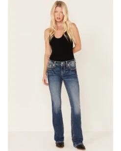 Miss Me Women's Medium Wash Mid Rise Embroidered Bootcut Jeans -Velora Studio Shop 2000378769 401 P3