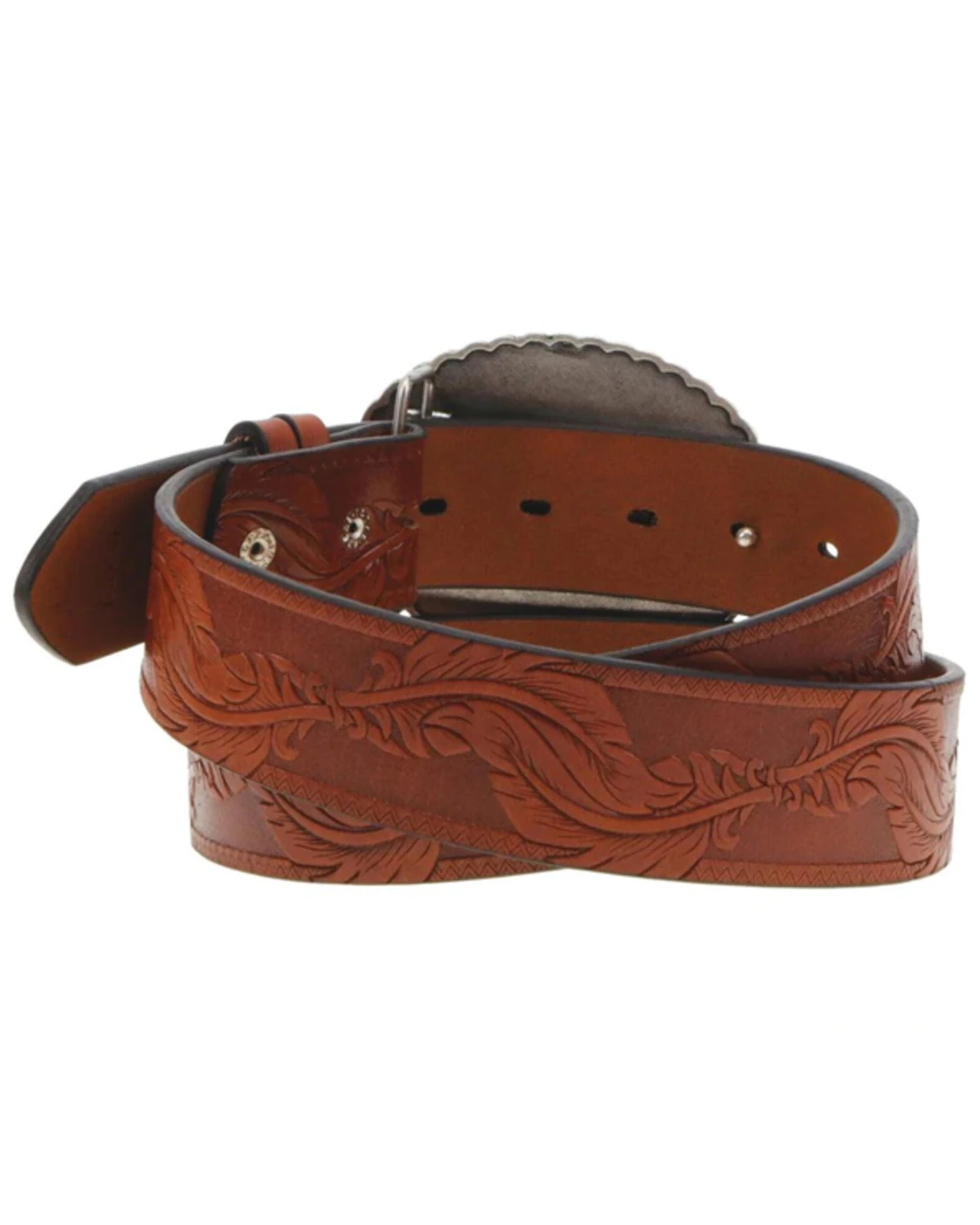 Hooey Women's Original Embossed Feather Southwestern Rodeo Buckle Belt 2 Hooey Women's Original Embossed Feather Southwestern Rodeo Buckle Belt - Image 2