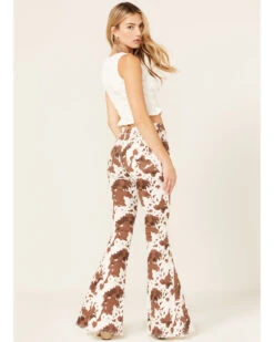 Saints & Hearts Women's High Rise Cow Print Flare Jeans -Velora Studio Shop 2000379203 103 P3